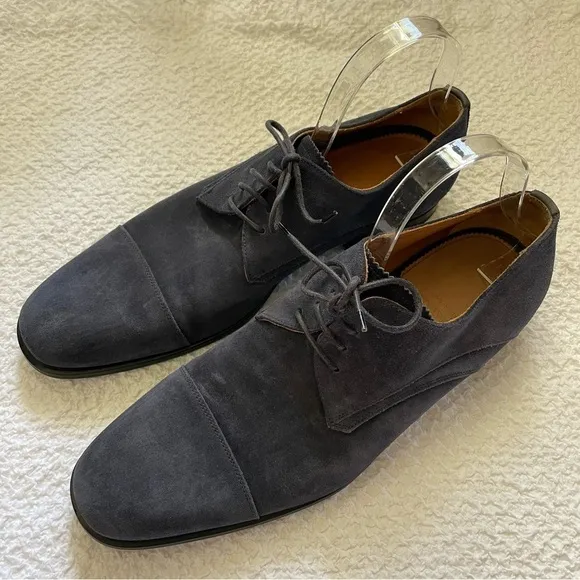 Aquatalia Suede Oxford Dress Shoes Lace Up Weatherproof Blue Size 11.5