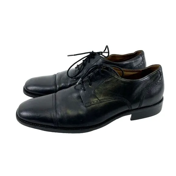 Johnston And Murphy Knowland Cap Toe Oxford Black Leather Lace Up Shoe Mens 11.5
